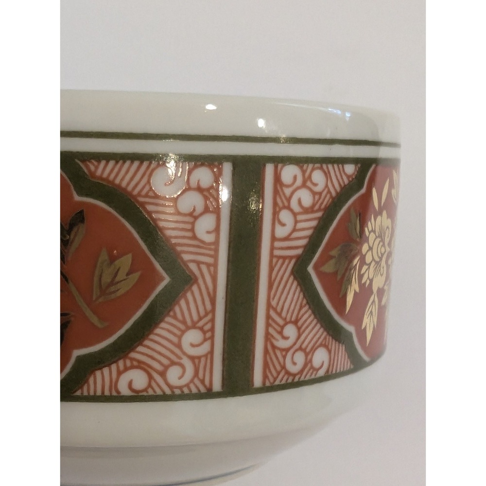 VTG Chinese JINGDEZHEN Porcelain Powder Trinket Box Red Gold Floral Seal Mark - Picture 9 of 11
